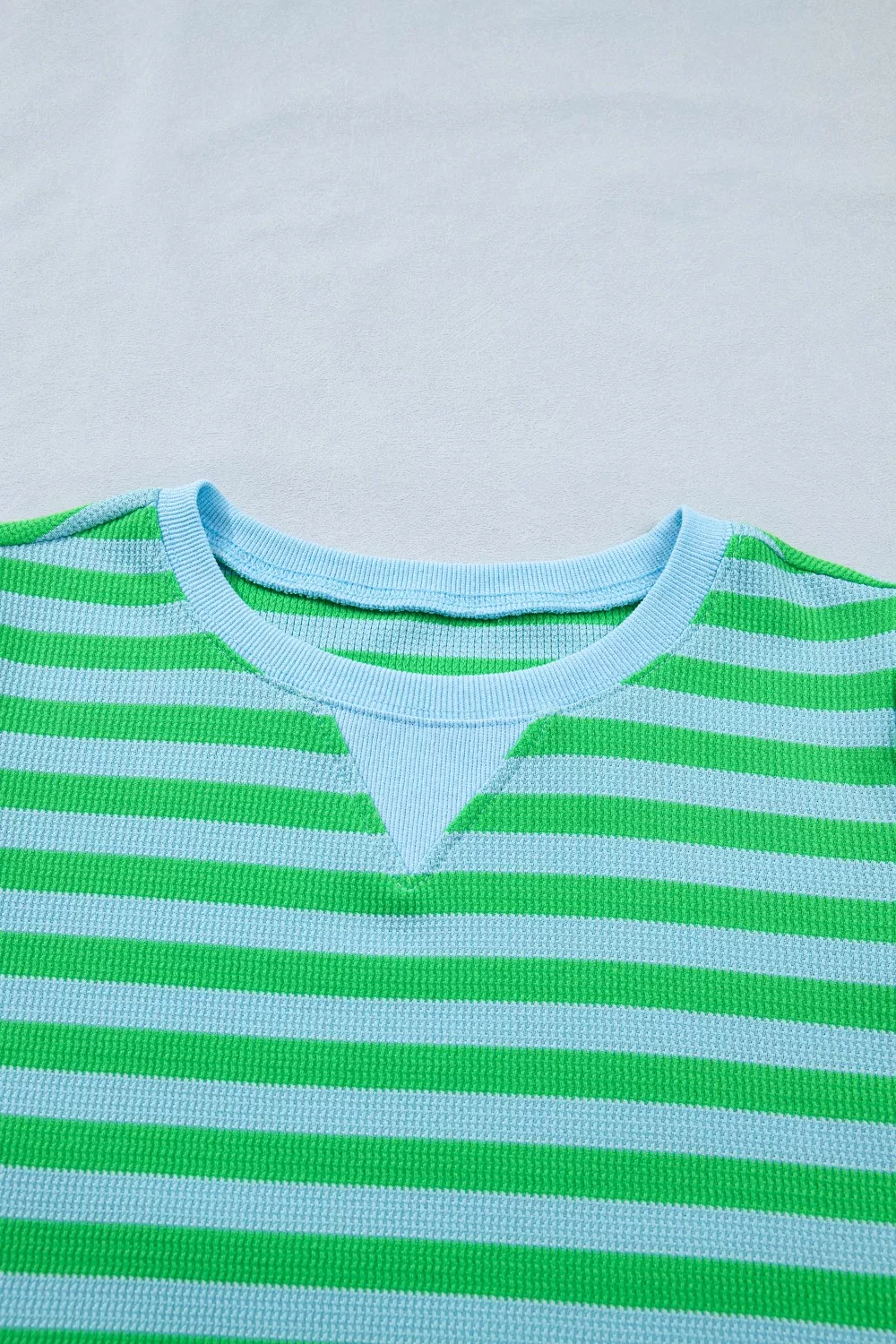 Stripe Colorblock Detail Puff Sleeve Top Drawstring Shorts 2pcs Outfit, image 8