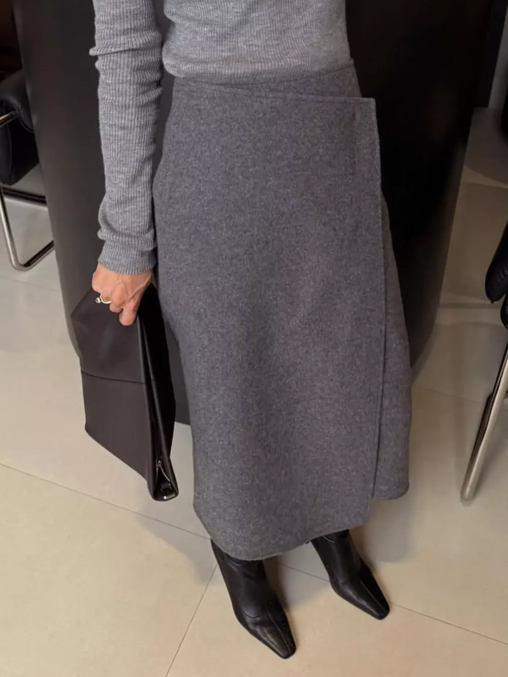 High-Waisted Wrap Midi Skirt, image 3