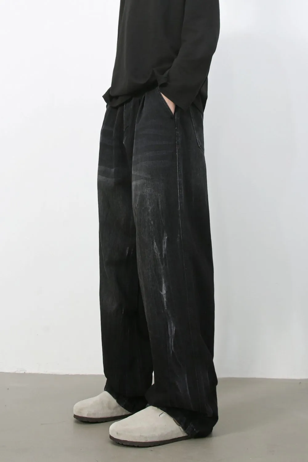 Men's High Waist Washed Jeans, image 4