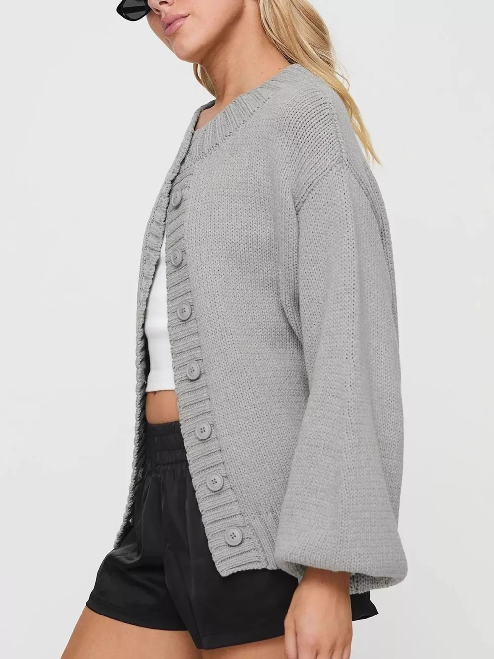 Chunky Knit Button-Up Cardigan, image 10