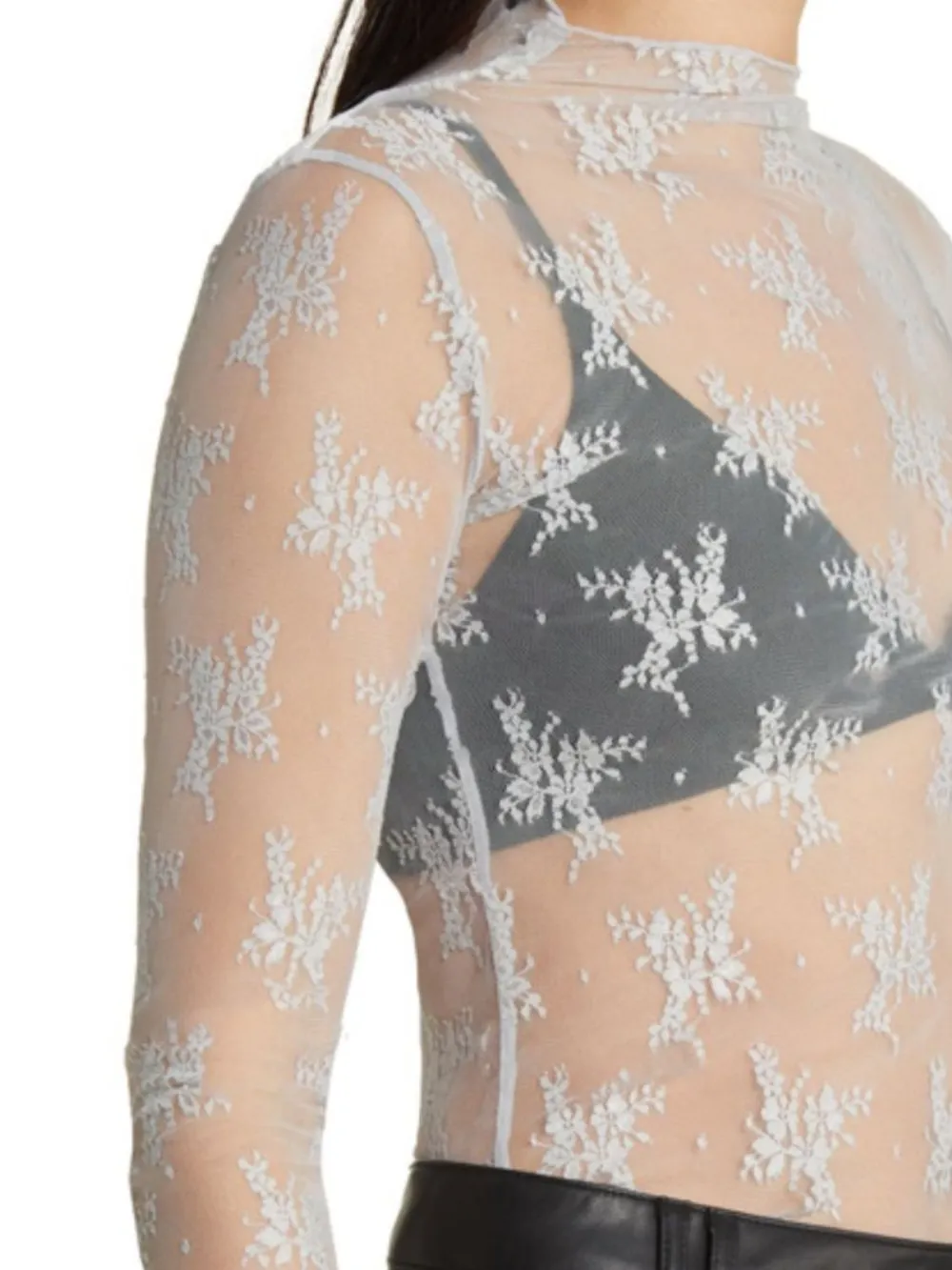Lace Mock Neck Long Sleeve Blouse, image 18