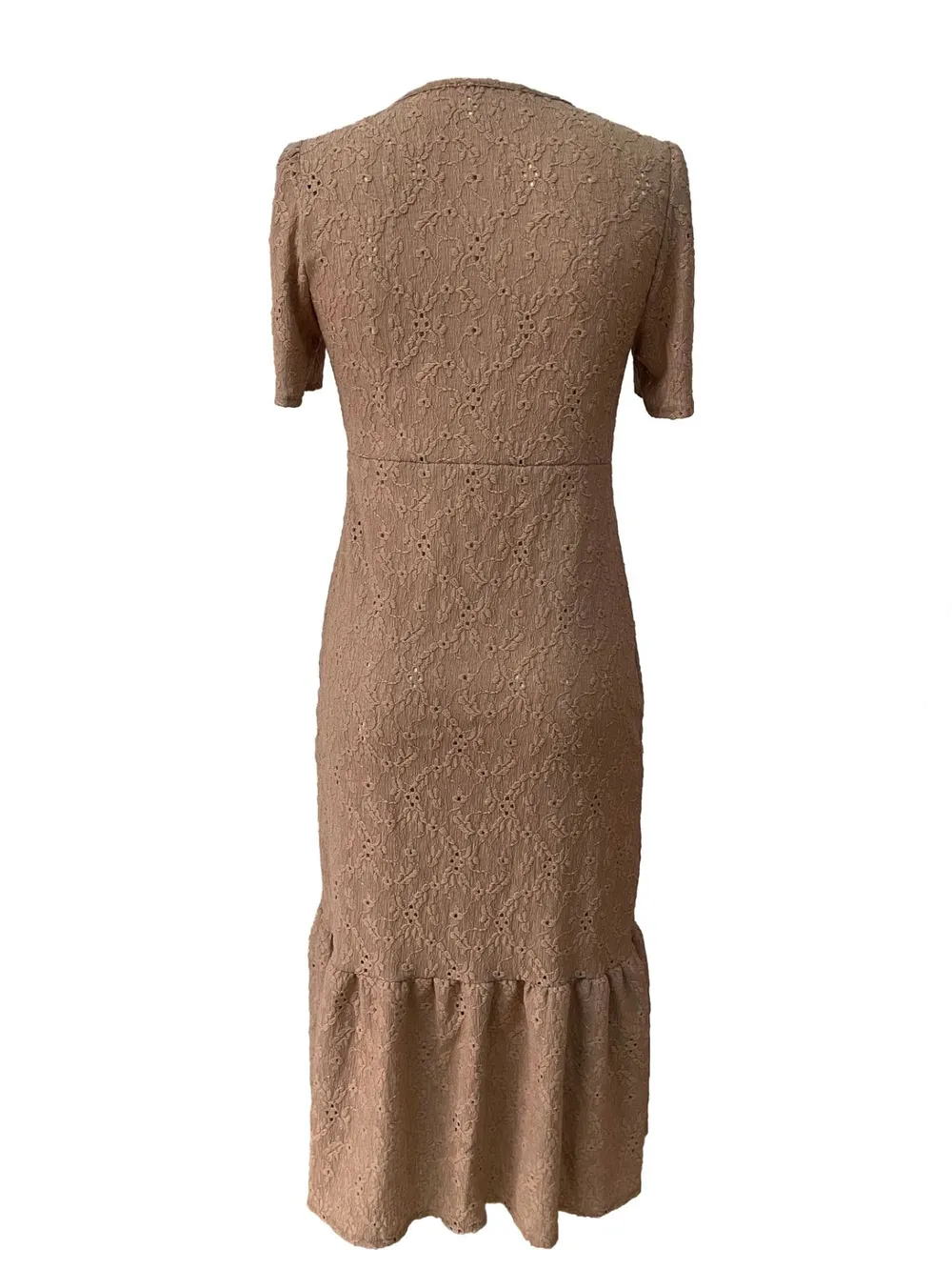 Eyelet Button Front V-Neck Midi Dress, image 12