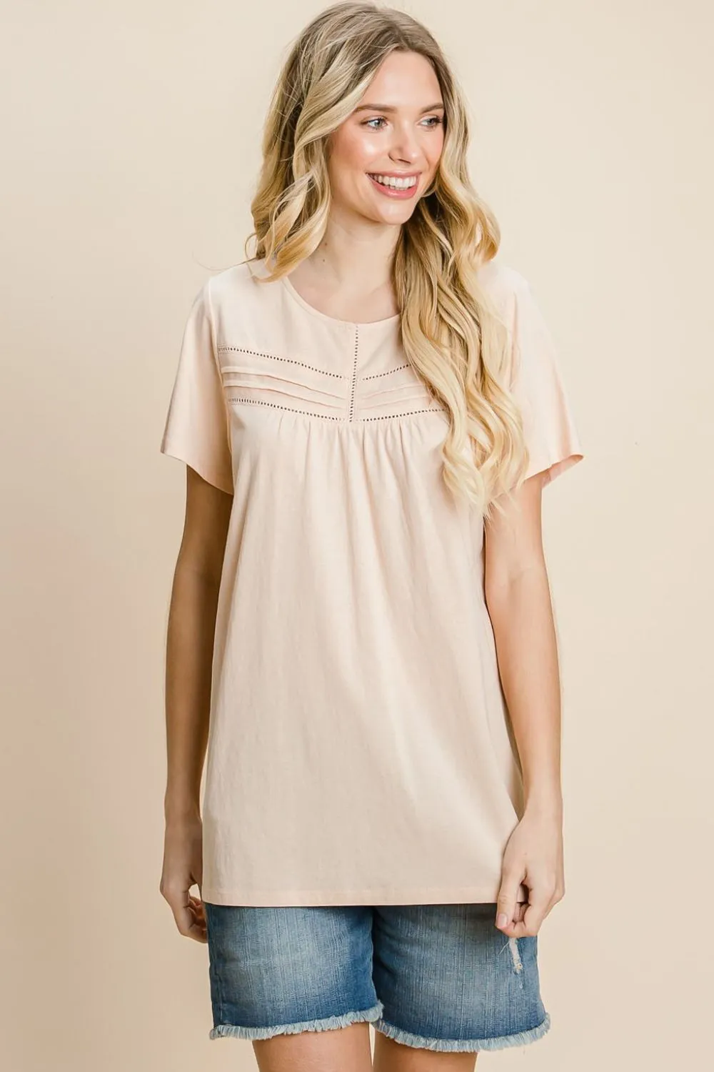 Cotton Bleu by Nu Label Eyelet Round Neck Short Sleeve T-Shirt, image 4