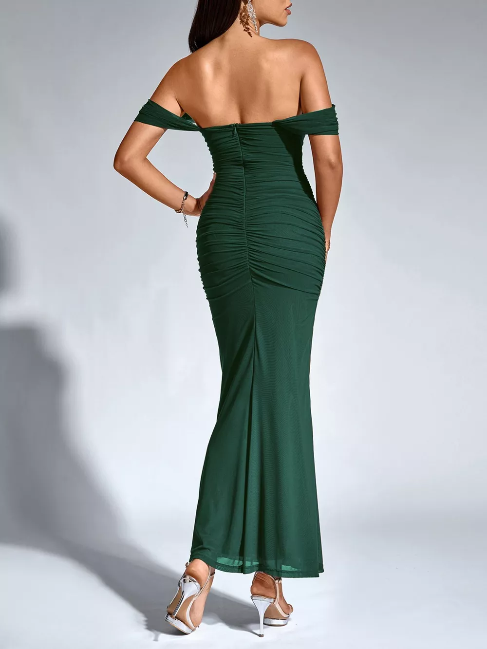 Off-Shoulder Ruched Mermaid Maxi Dress, image 24