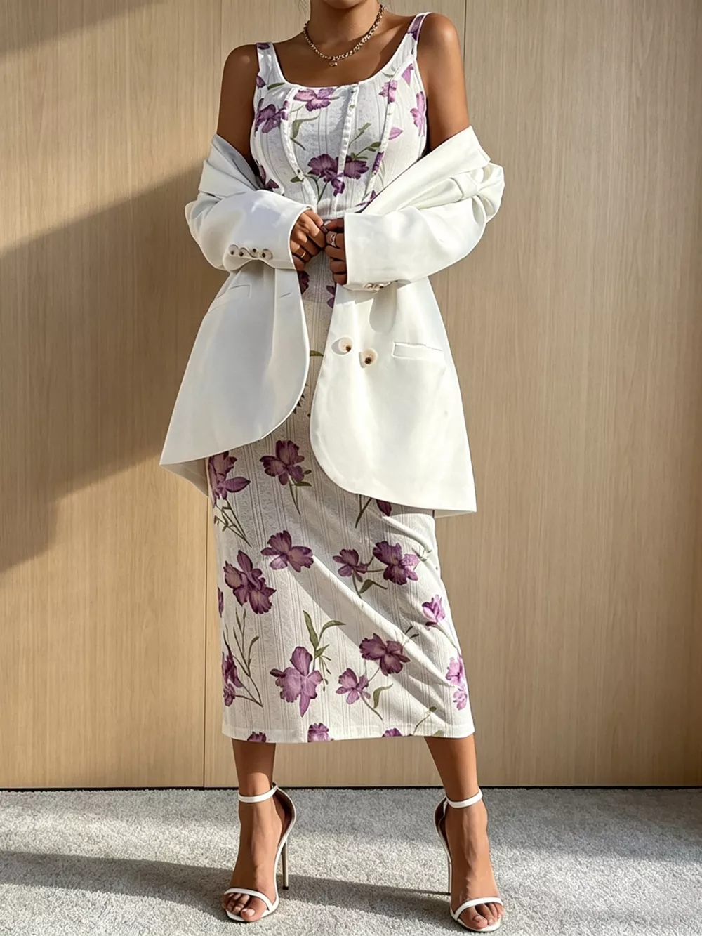 Floral Print Top & Bodycon Skirt Set, image 4