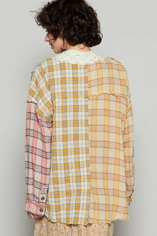 Raw Edge Plaid Open Front Cardigan, image 4