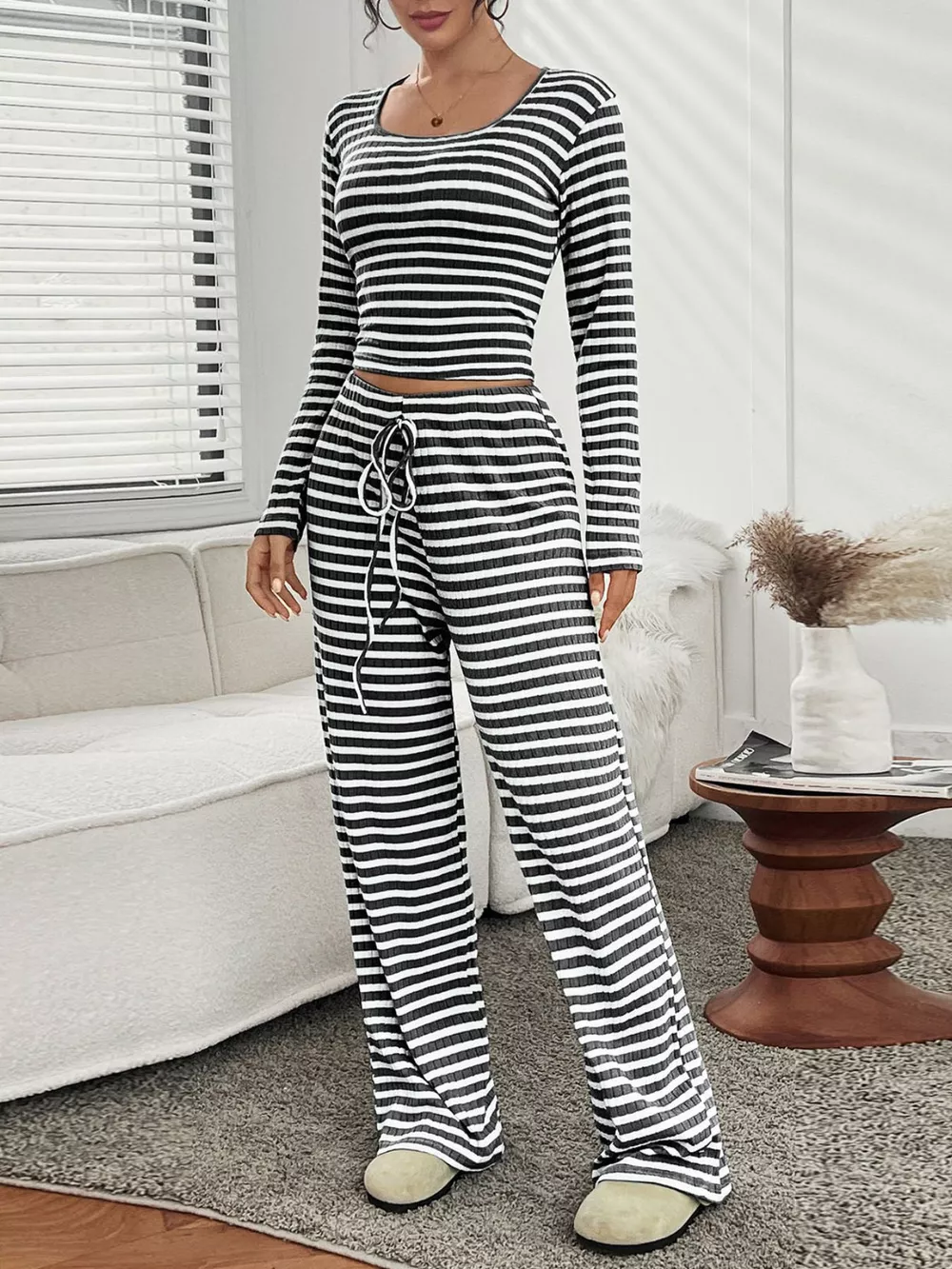 Striped Long Sleeve Top and Pants Set, image 5