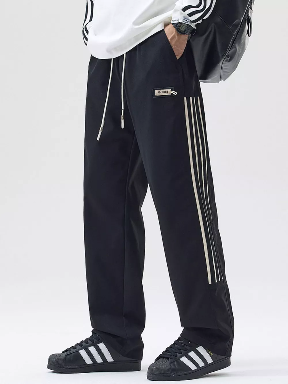 Men's Full Size Side Striped Wide Leg Casual Pants Plus Size, image 7