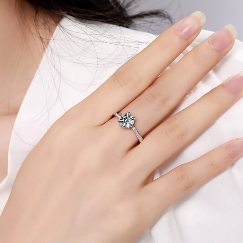 1 Carat 925 Sterling Silver Moissanite Ring, image 2