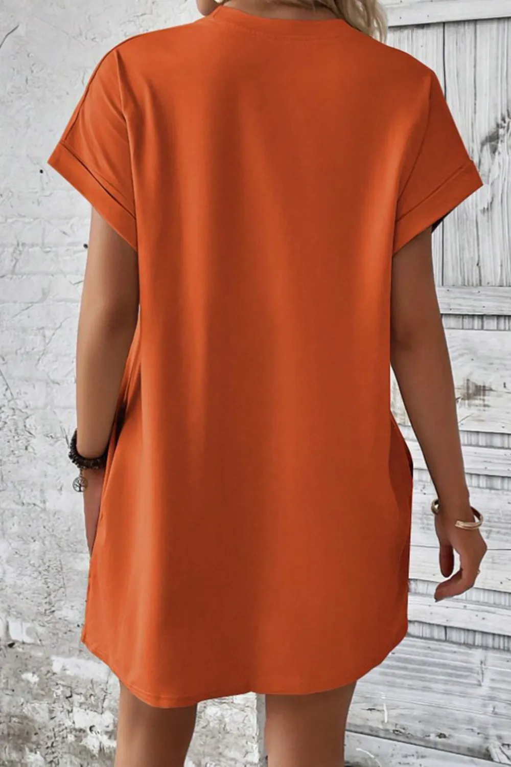 Pocketed Round Neck Short Sleeve Dress, image 16