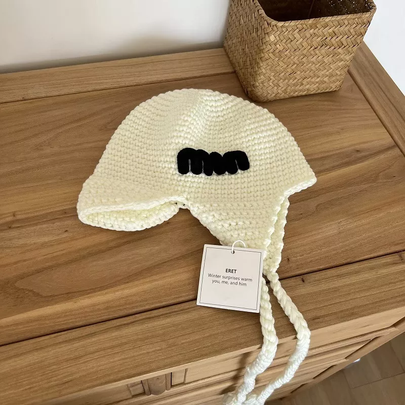 Handmade Knitted Earflap Hat with Tassels, image 4
