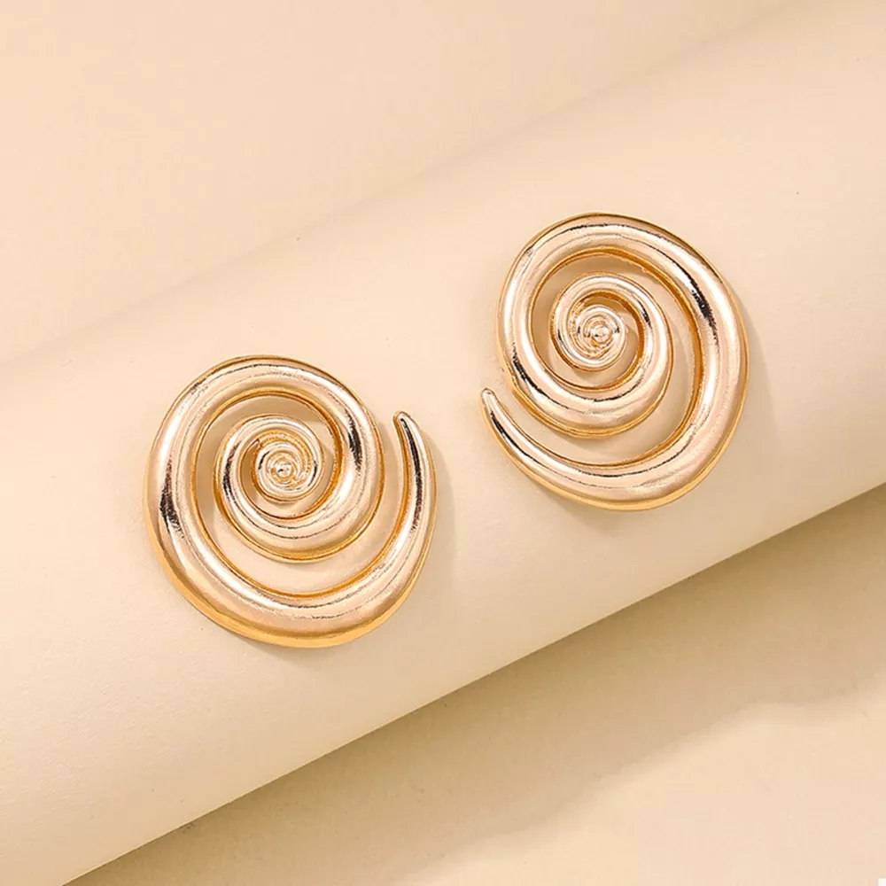 18K Gold-Plated Spiral Statement Earrings, image 5
