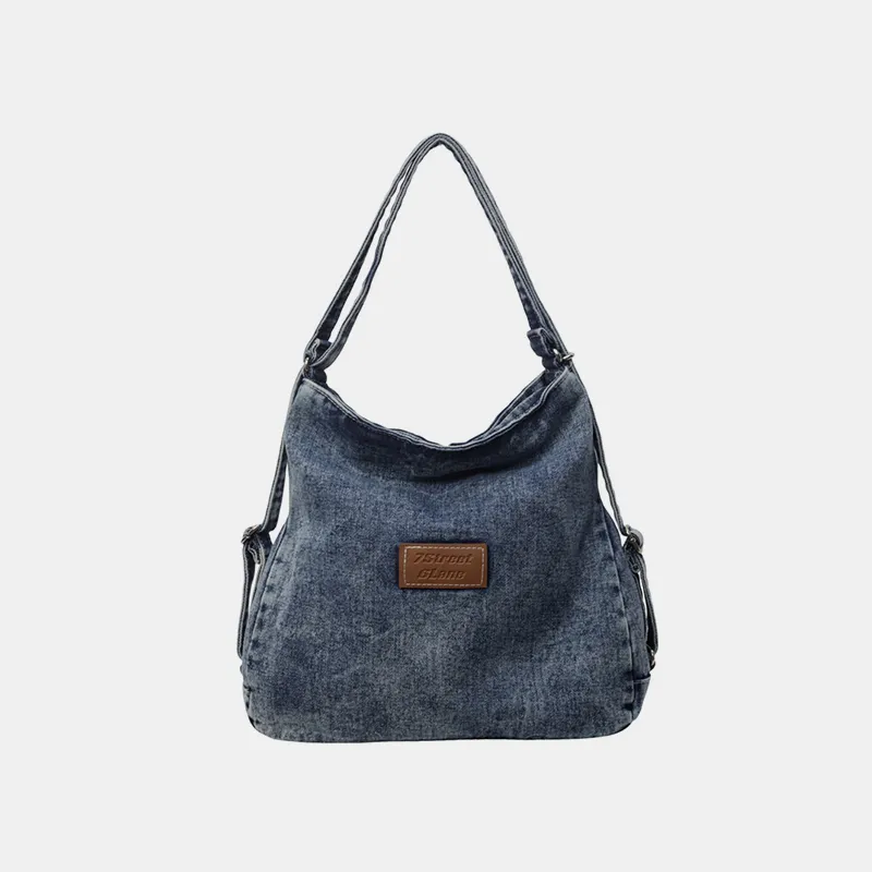 Adjustable Strap Denim Shoulder Bag, image 9