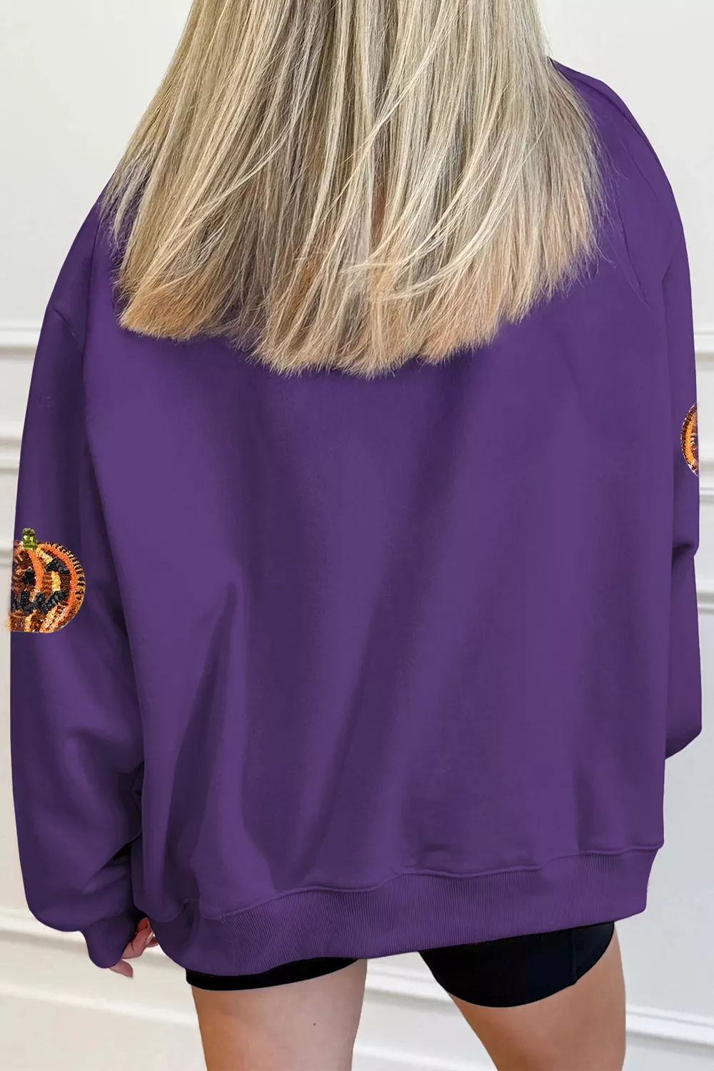 Sequin Pumpkin Spooky Halloween Sweatshirt, image 3