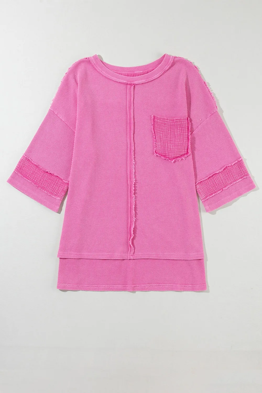 Pocketed Round Neck Three-Quarter Sleeve T-Shirt, image 6