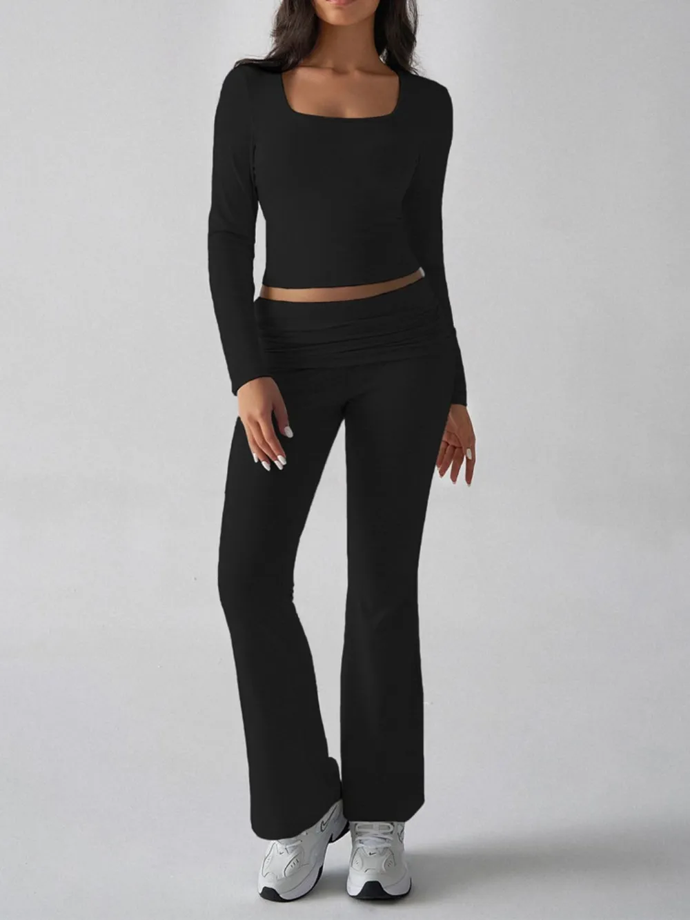 Square Neck Long Sleeve Top and Pants Set, image 10