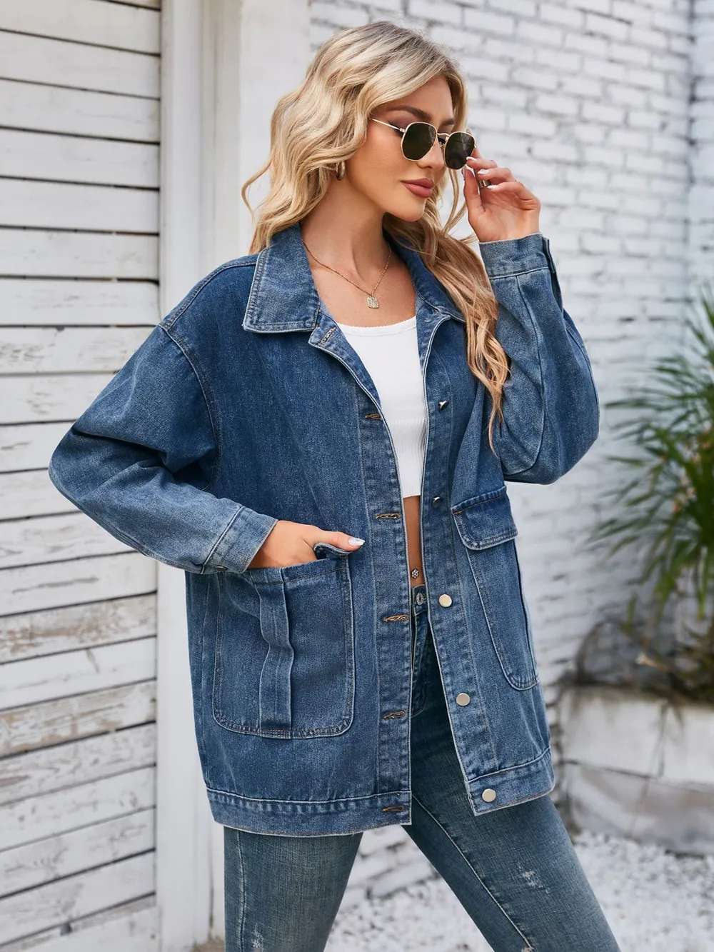 Button Up Long Sleeve Denim Jacket, image 13