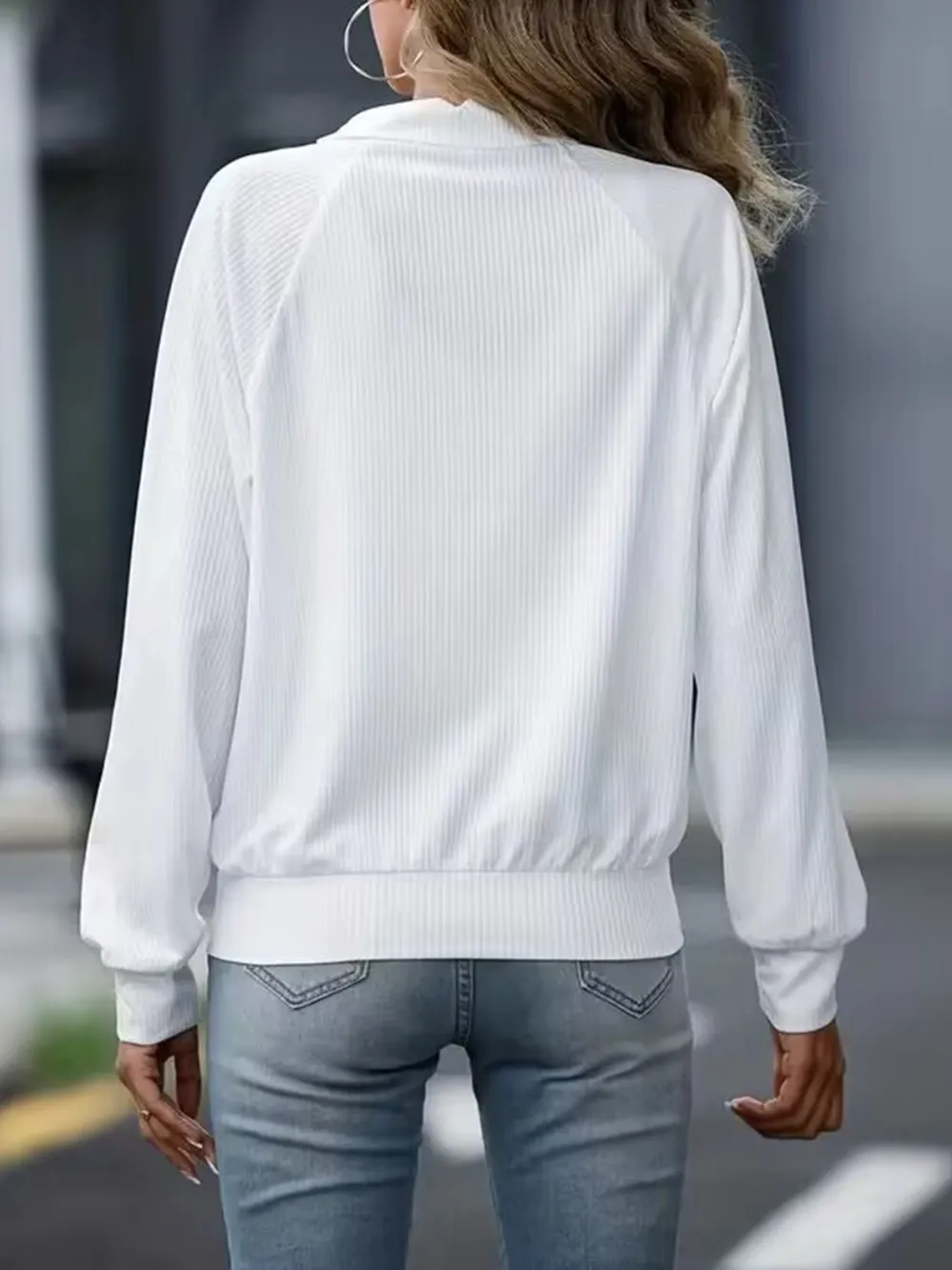 Zip Up Collared Neck Raglan Sleeve Jacket, image 3