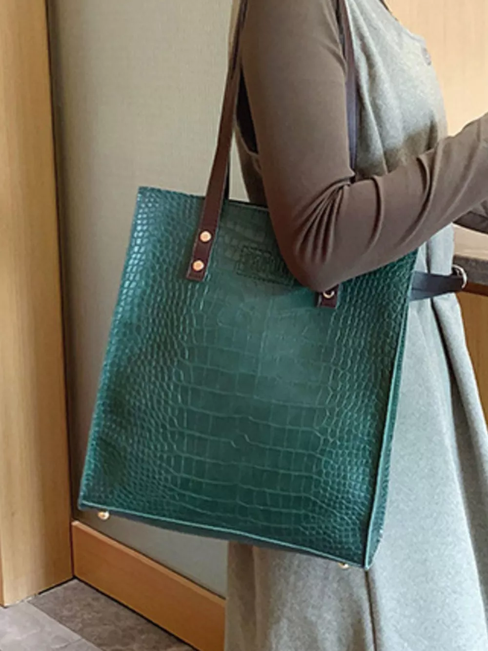 Leather Tote Shoulder Bag, image 5