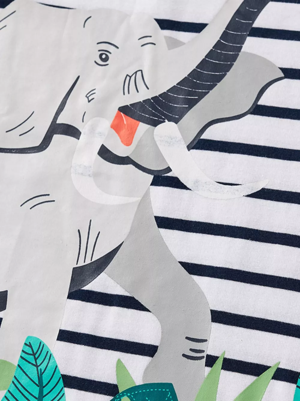 Children's Striped Elephant Round Neck T-Shirt, image 3