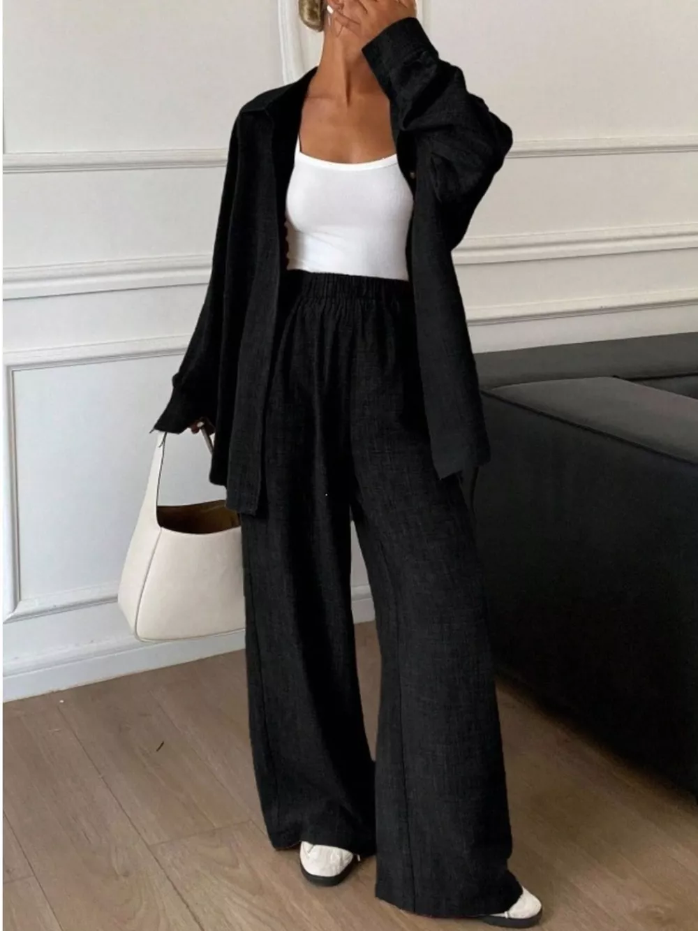 Button-Down Shirt and Wide-Leg Pants Set, image 10