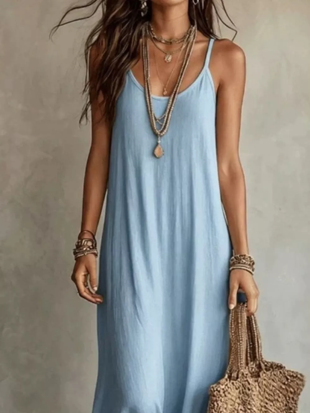 Full Size Scoop Neck Spaghetti Strap Maxi Dress Plus Size, image 8