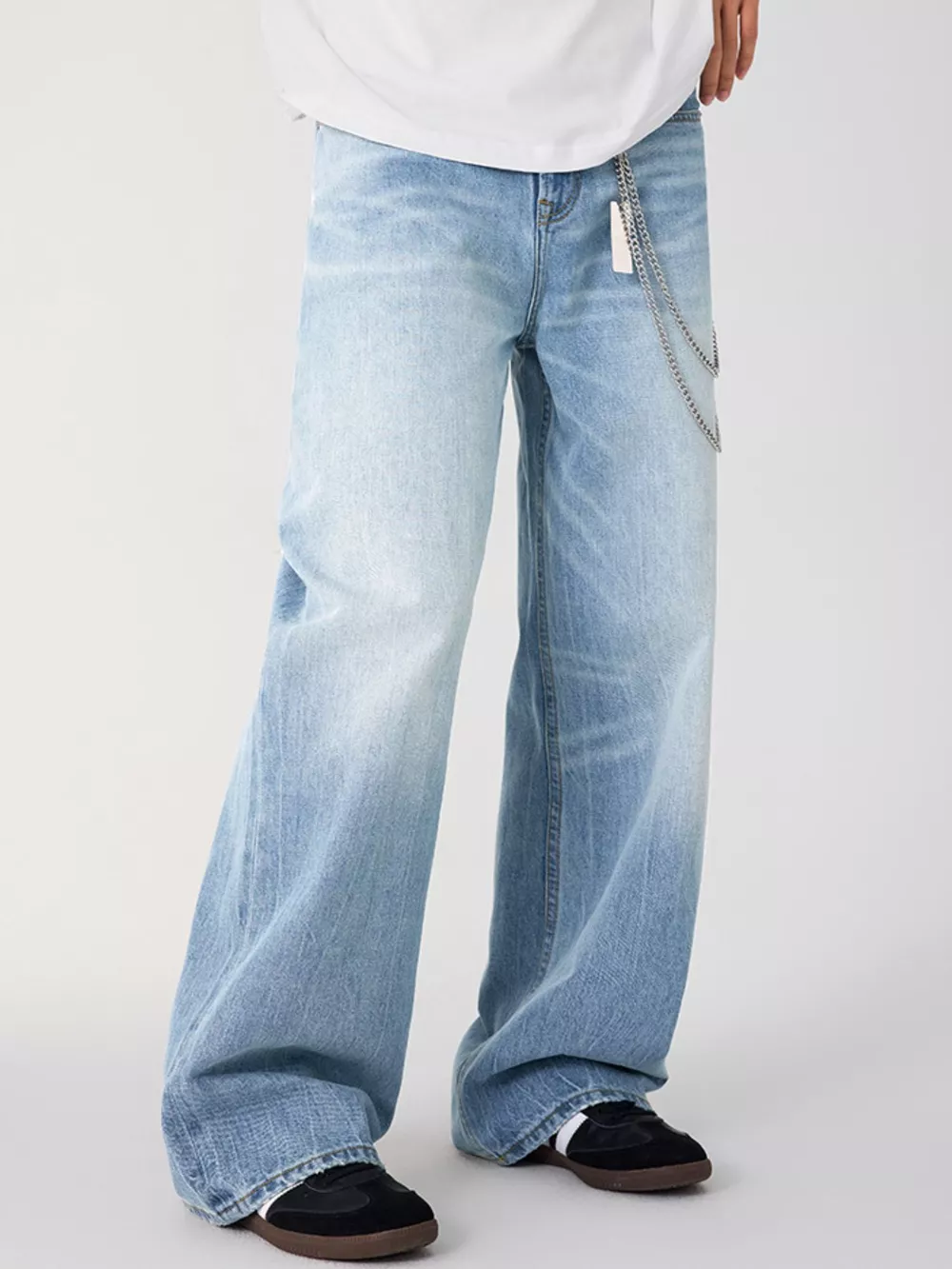 Men's Wash Relaxed Fit Wide Leg Jeans, image 5
