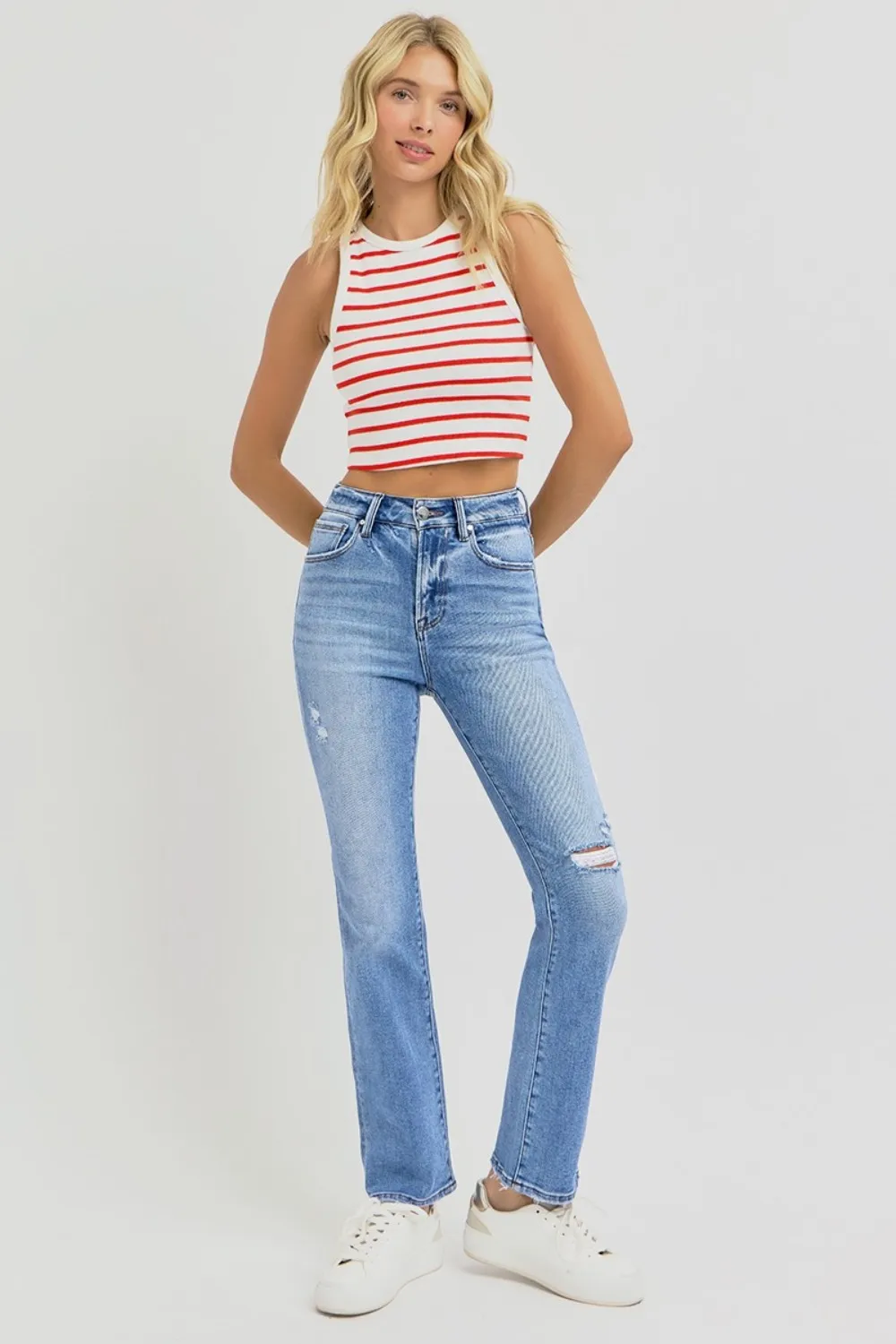 Full Size Distressed High-Rise Ankle Straight Jeans, image 5