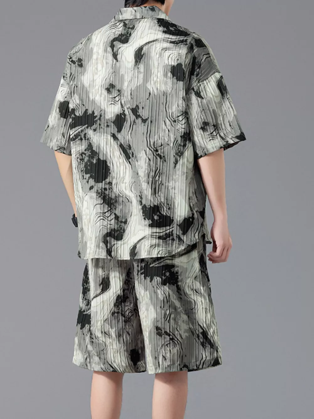 Men's Full Size Tie-Dye Casual Shirt and Shorts Set Plus Size, image 5