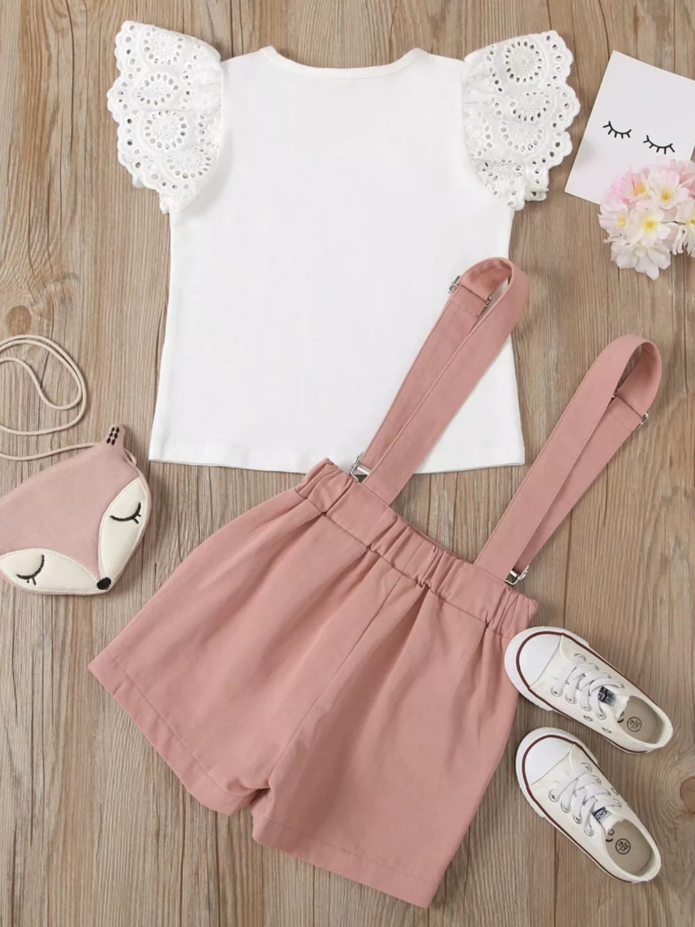 Children's Lace Sleeve Top & Suspender Skirt Set, image 4