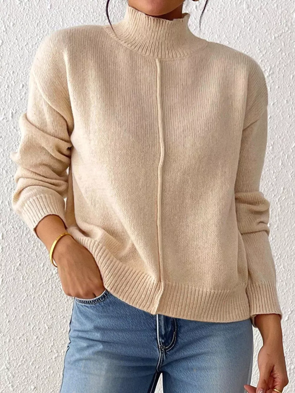 Center Seam Detail Turtleneck Sweater, image 10