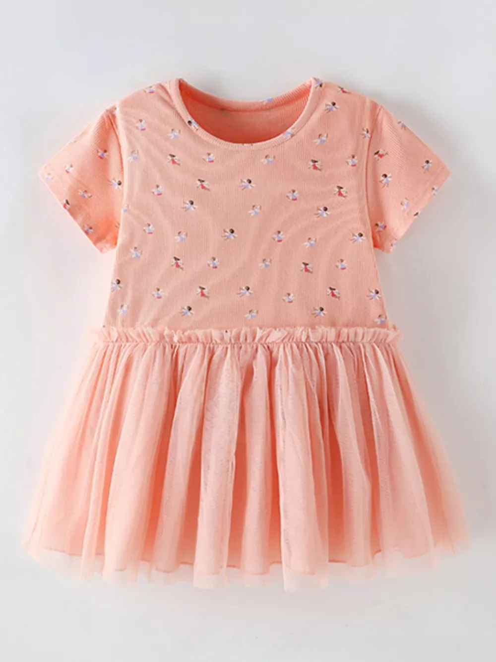 Children's Printed Tulle Layered Dress