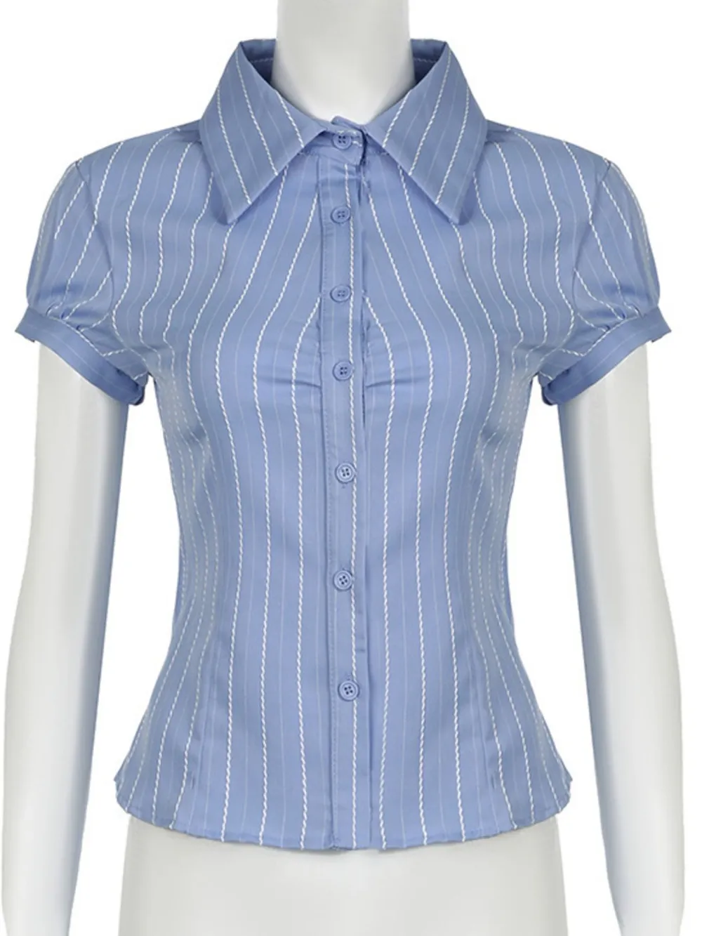 Striped Button-Down Collared Neck Shirt, image 9