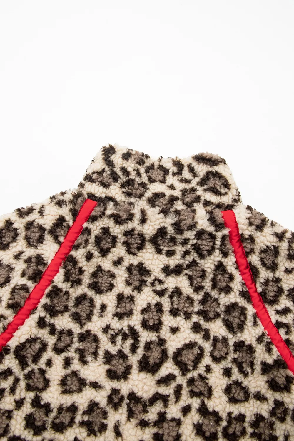 Leopard Print Zip-Up Red Accents Pockets Sweatshirt, image 14