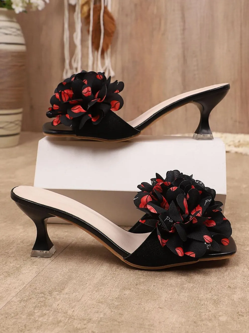 Floral Embellished Open Toe Sandals, image 3