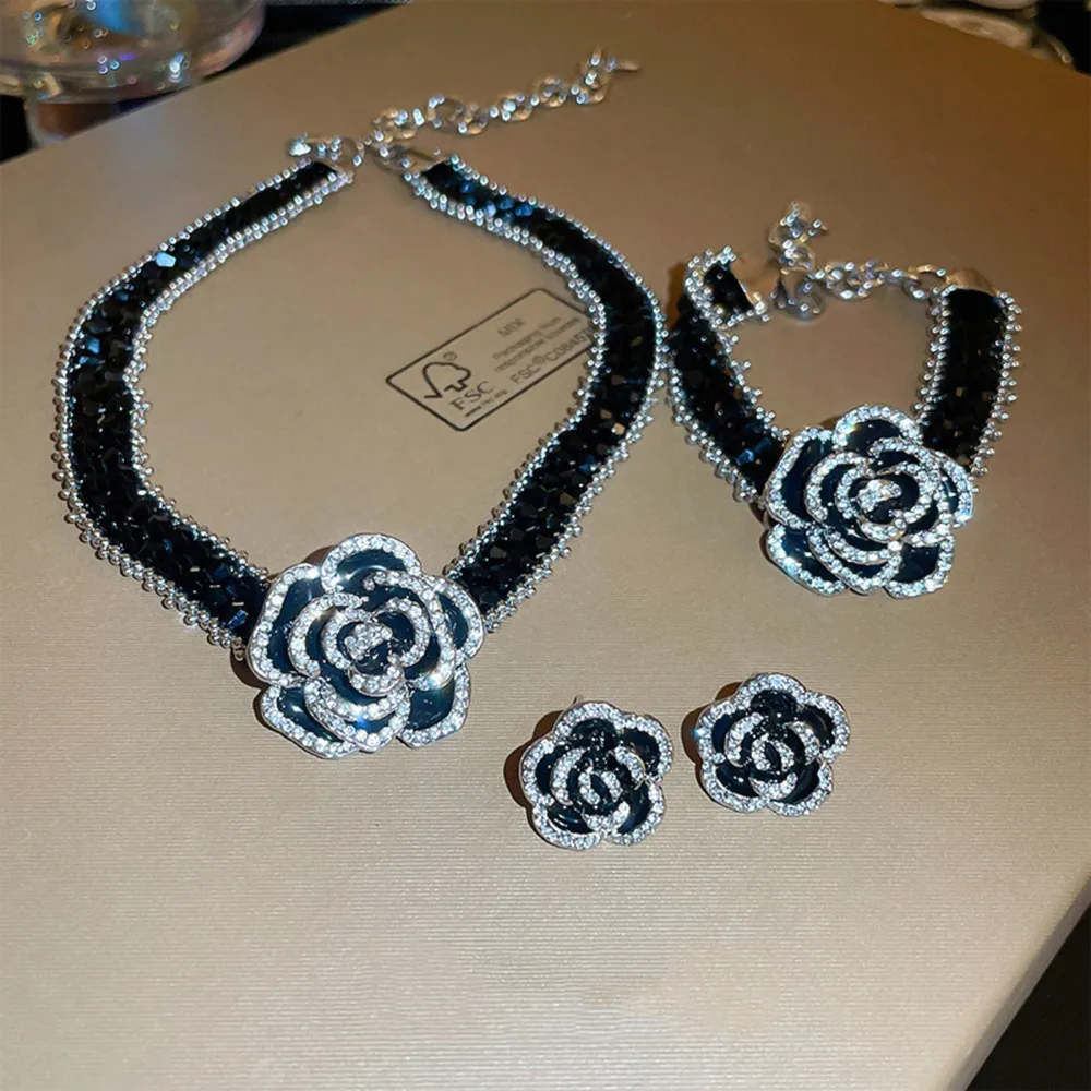 Alloy Crystal Rose Necklace, image 4