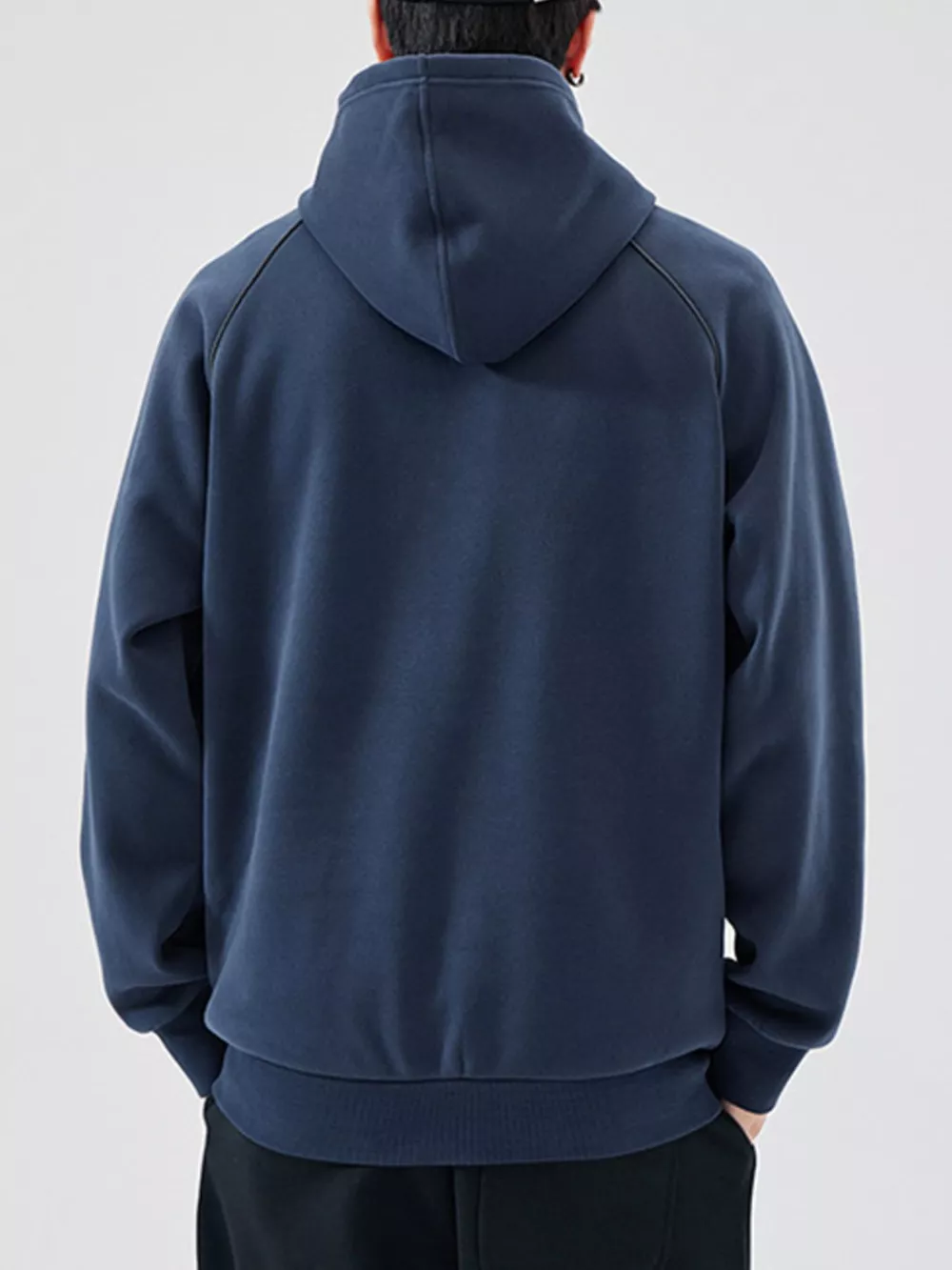Men's Plus Size Kangaroo Pocket Raglan Sleeve Hoodie, image 4
