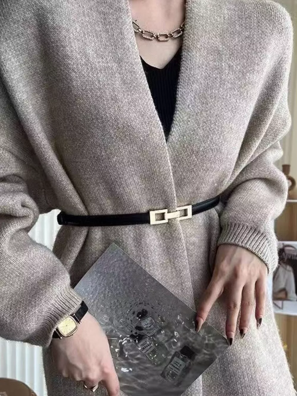 Skinny Belt with Golden Buckle, image 2