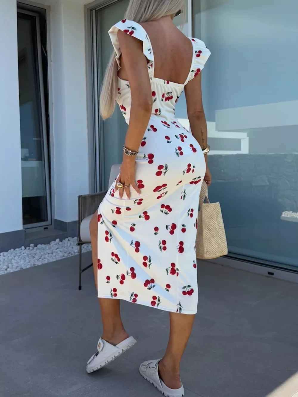 Slit Sweetheart Neck Midi Dress, image 17