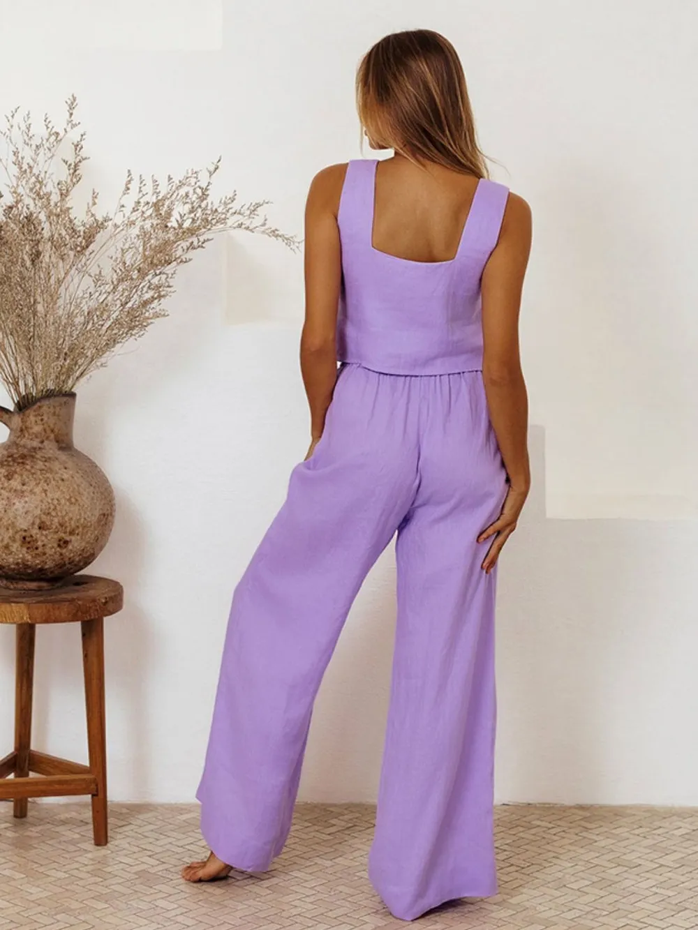 Square Neck Sleeveless Top and Pants Set, image 7