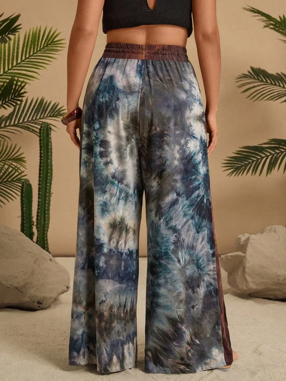 Full Size Tie-Dye Wide Leg Casual Pants Plus Size, image 7