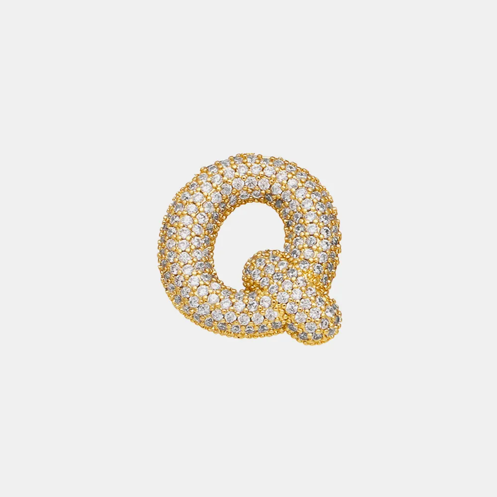 Inlaid Zircon Bubble Initial Necklace, image 8