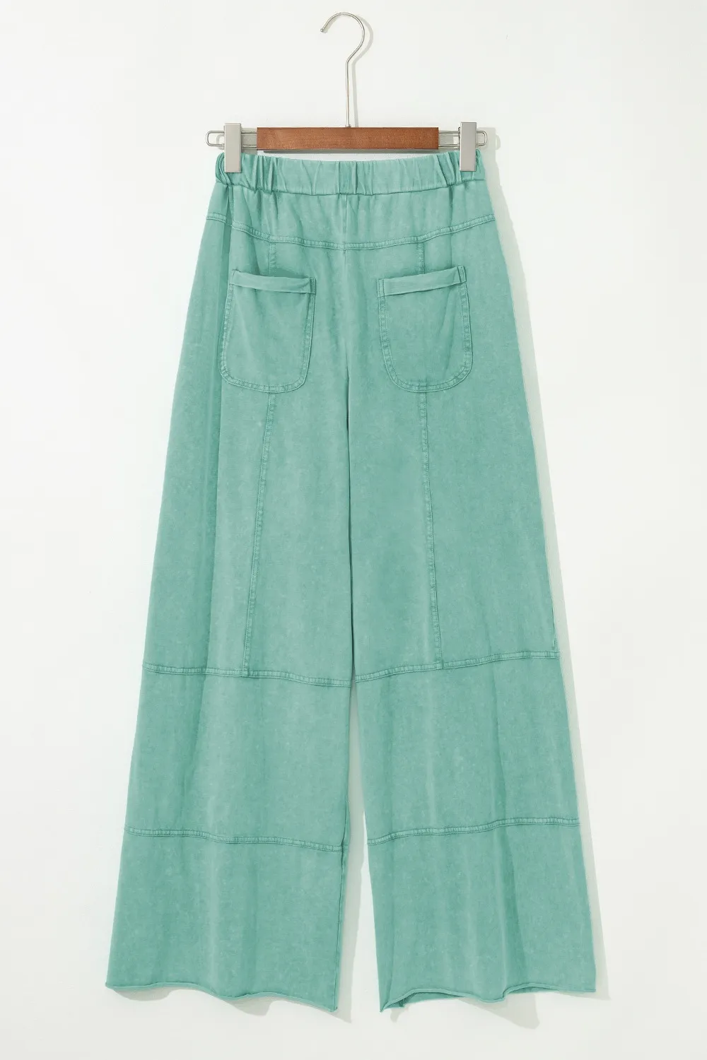 Mineral Wash Exposed Seam Drawstring High Waist Wide Leg Cargo Pants, image 19