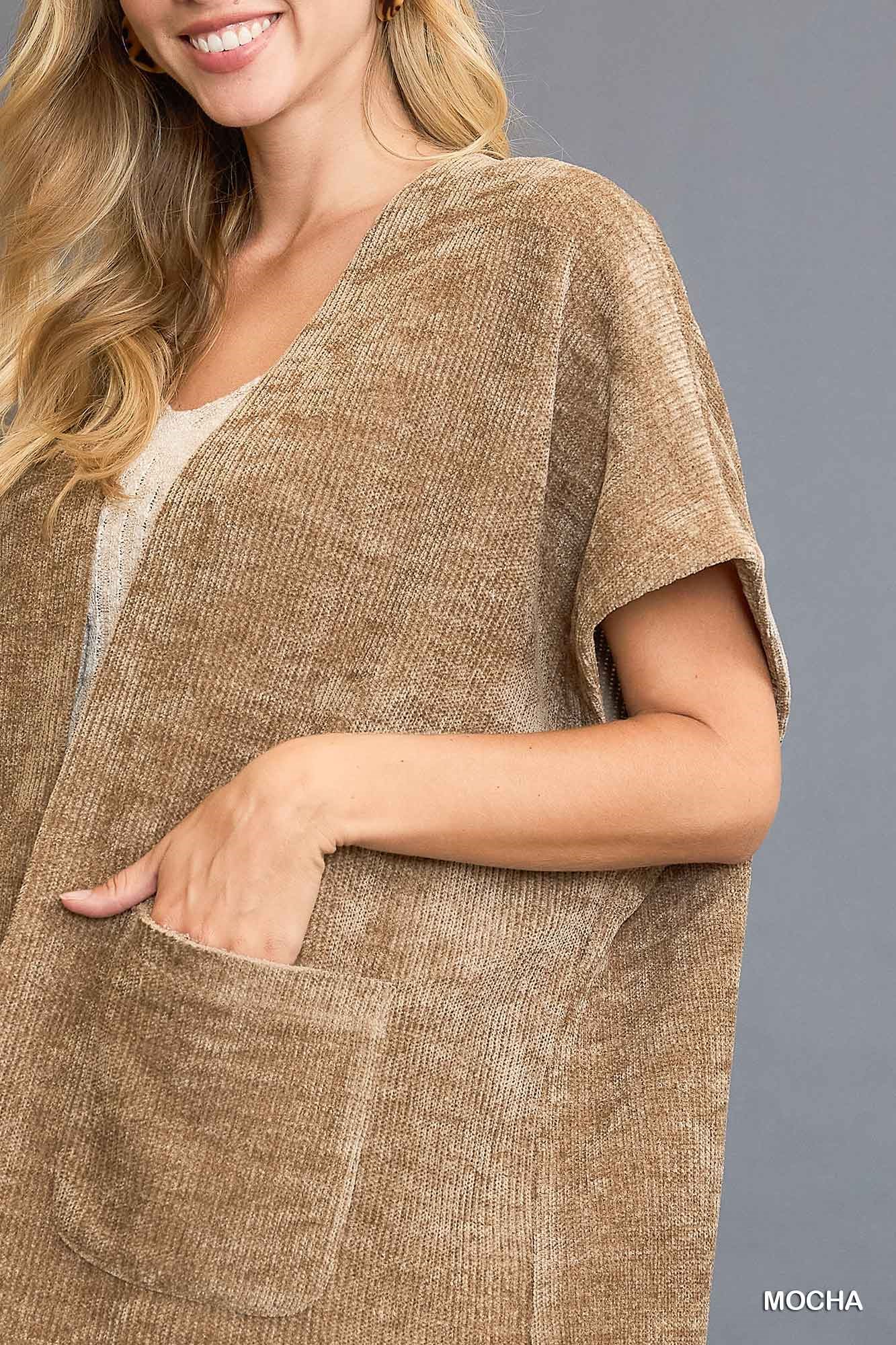 Open Front Knit Cardigan with Front Pockets, image 5
