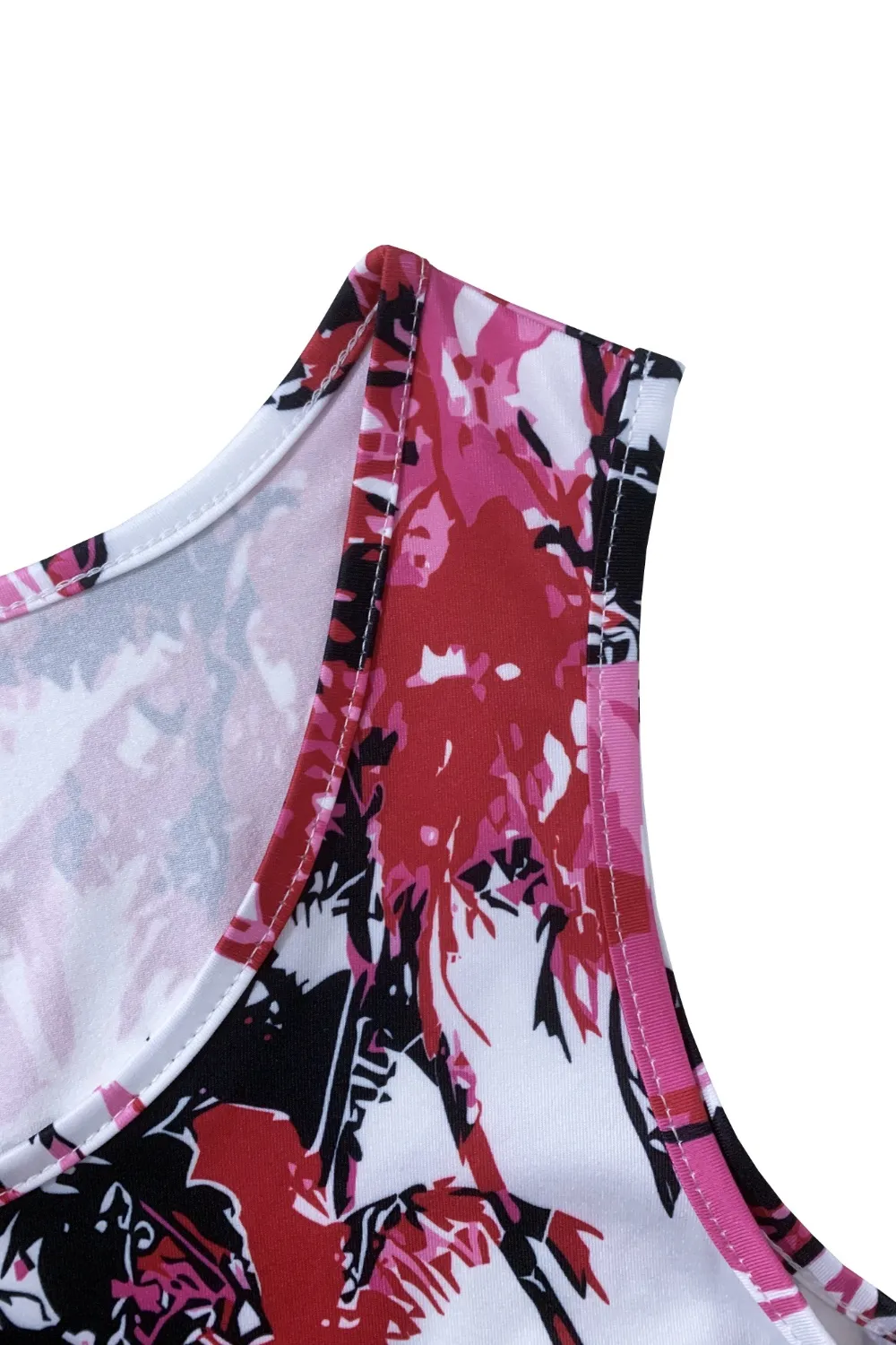 Printed Scoop Neck Wide Strap Mini Dress, image 12