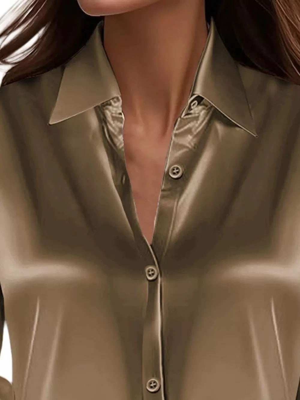 Full Size Button Down Collared Neck Long Sleeve Shirt Plus Size, image 14