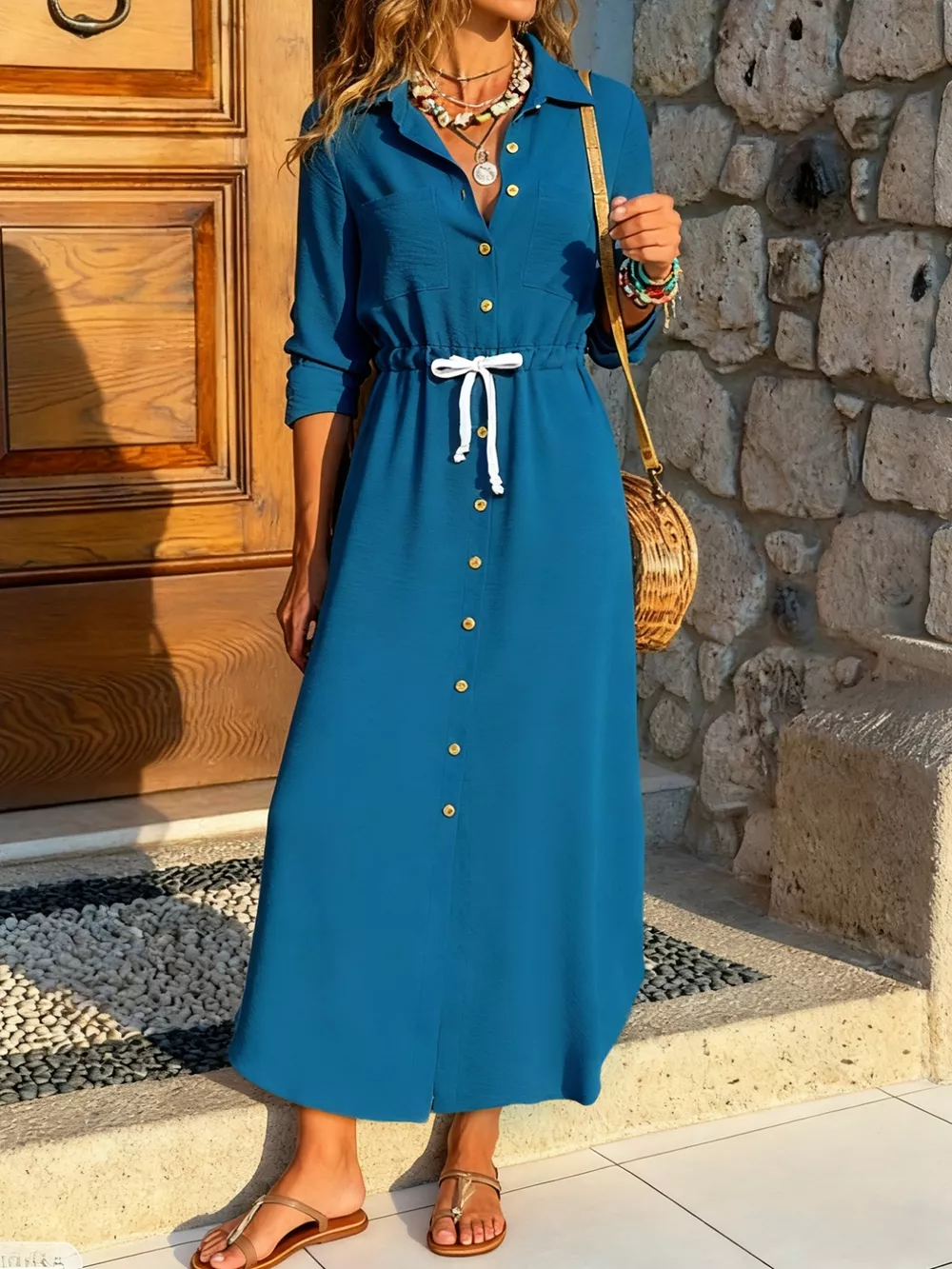 Button-Down Long Sleeve Dress, image 9