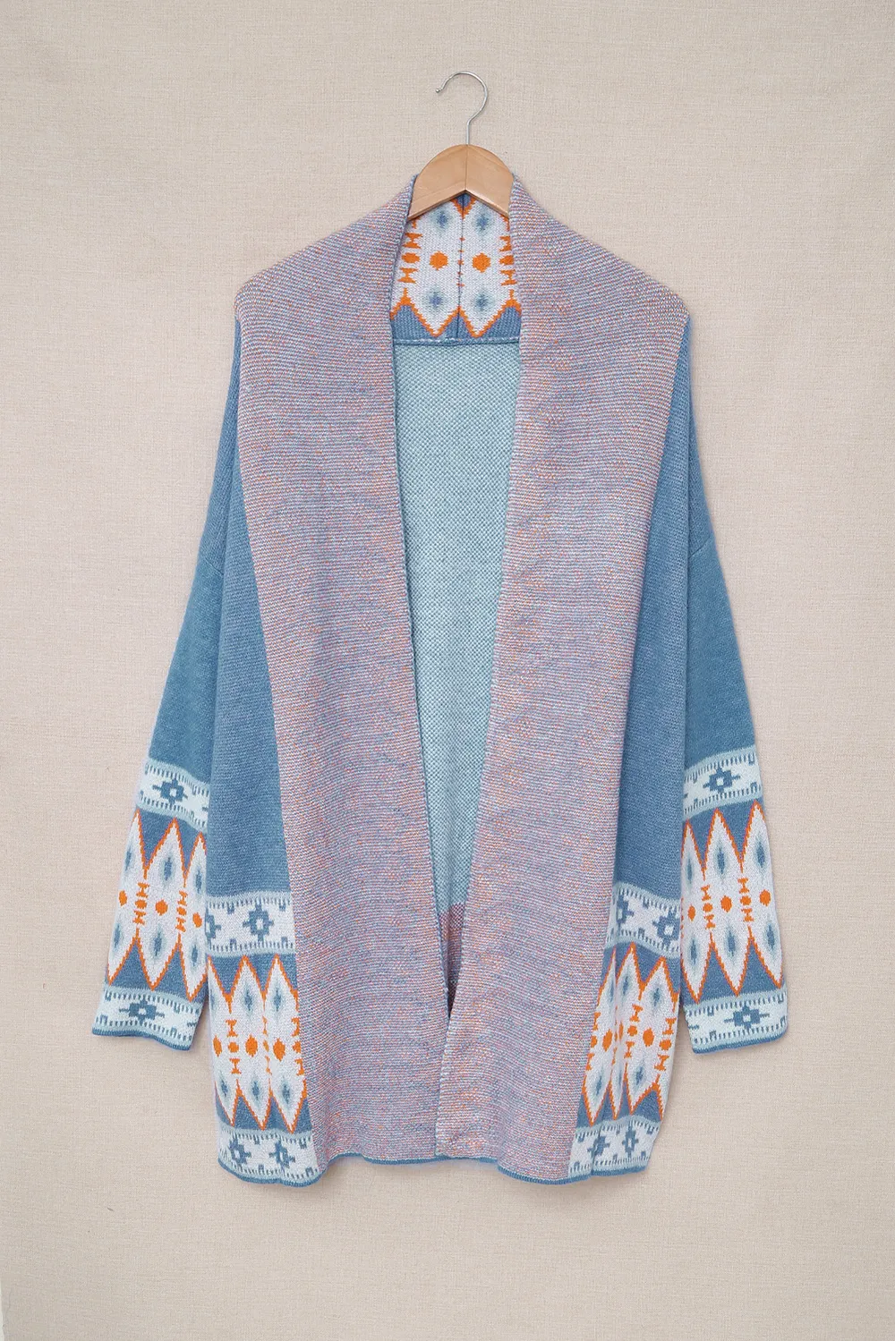 Geometric Open Front Long Sleeve Cardigan, image 22