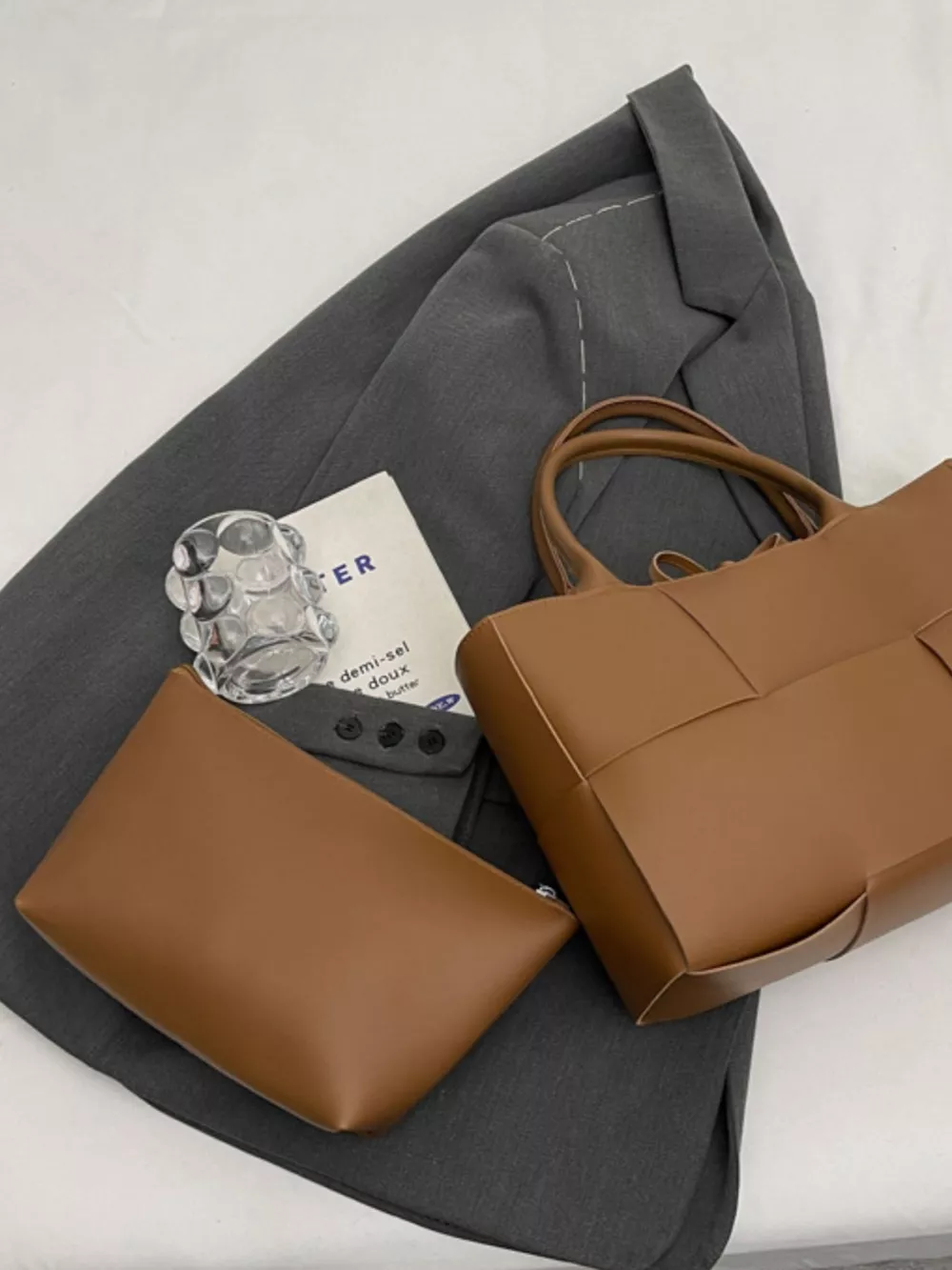 Woven Leather Tote Bag, image 7