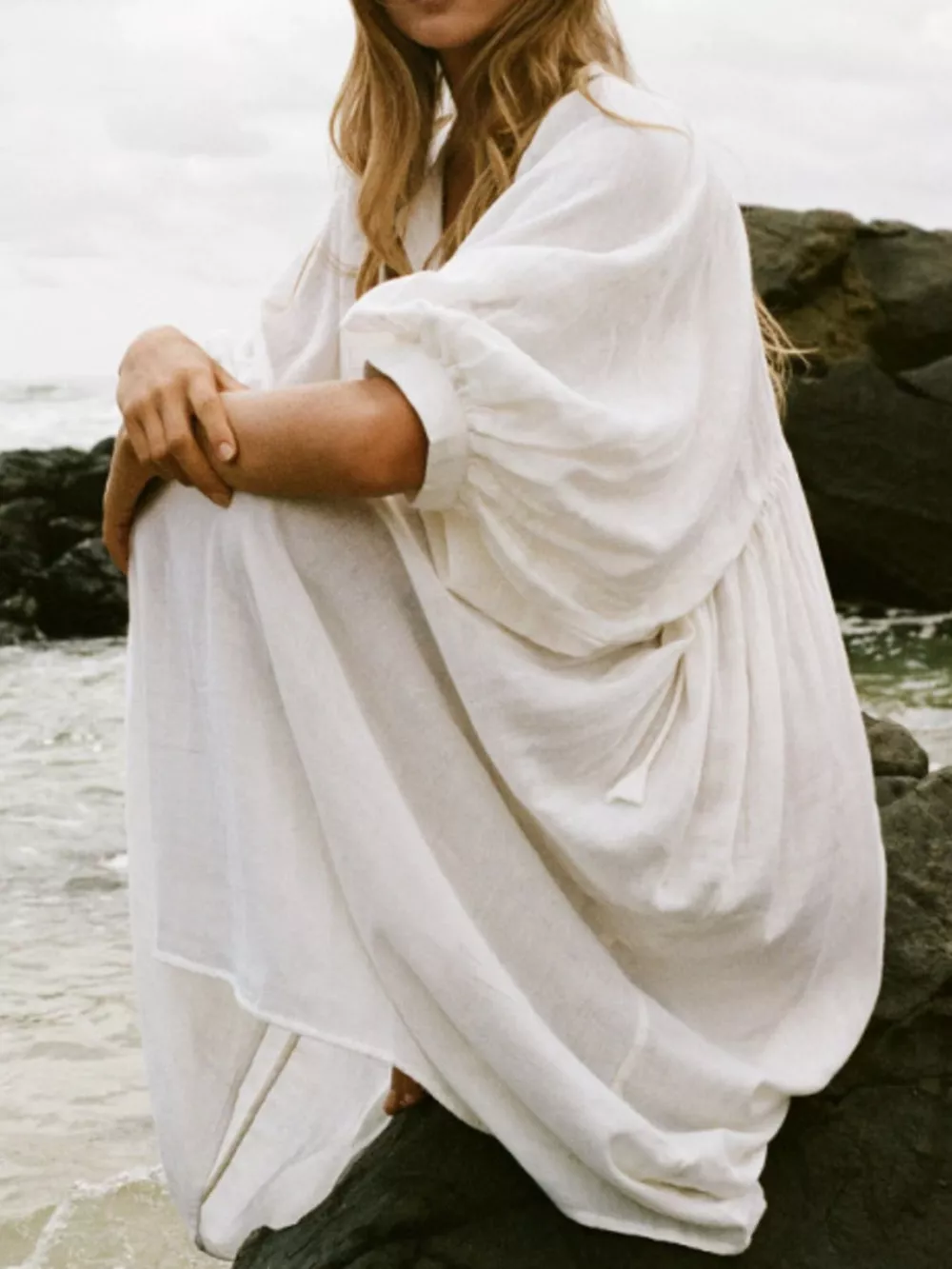 Tie Neck 3/4 Sleeve Midi Dress, image 15